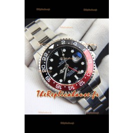 Réplique de montre Rolex GMT Master II à mouvement japonais, boîtier en acier et cadran noir
