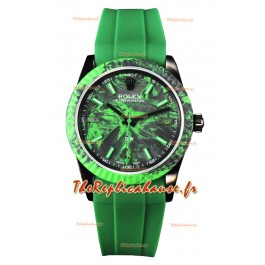 Montre Rolex Milgauss DiW avec boîtier en carbone vert - Mouvement automatique ETA2836 sur bracelet vert 