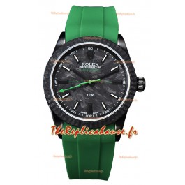 Montre Rolex Milgauss DiW Boîtier carbone noir - Mouvement automatique ETA2836 sur bracelet vert 