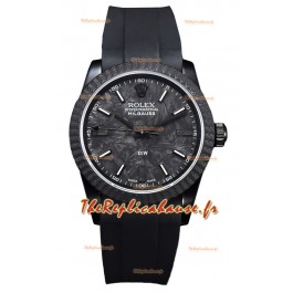 Montre Rolex Milgauss DiW avec boîtier en carbone noir - Mouvement automatique ETA2836 sur bracelet noir 
