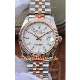 Montre Rolex Datejust 36MM Mouvement ETA-3135 Réplique Suisse en 904L cadran blanc bicolore