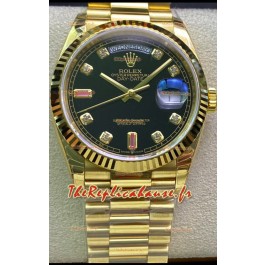 Montre Rolex Day Date 128238 Présidentielle en or jaune 18K 36MM - Cadran noir 1:1 Montre de qualité miroir