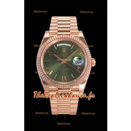 Montre Rolex Day Date avec cadran vert et chiffres romains Mouvement Cal.3255 - Acier 904L 