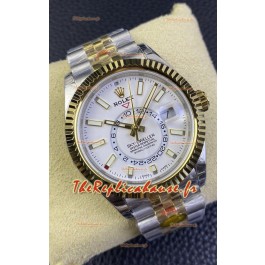 Rolex Sky-Dweller REF# M336933 Montre à cadran blanc en or jaune boîtier acier 904L Réplique miroir 1:1