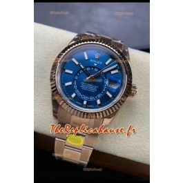 Rolex Sky-Dweller REF# 336935 Montre à cadran bleu avec boîtier en acier 904L or rose Réplique miroir 1:1