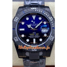 Rolex Submariner DiW Special Edition Montre avec revêtement DLC Lunette carbone Cadran bleu