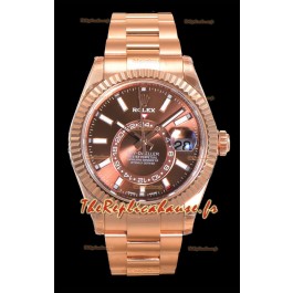 Rolex Sky-Dweller REF# 336235 Montre à cadran brun en or rose Boîtier en acier 904L Réplique 1:1