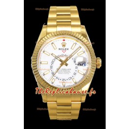 Rolex Sky-Dweller REF# 336235 Montre à cadran blanc en or jaune, boîtier en acier 904L, réplique 1:1