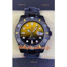 Rolex Submariner DiW Montre édition spéciale avec revêtement DLC Lunette carbone Cadran jaune 