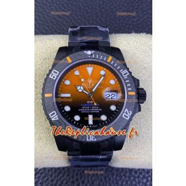 Rolex Submariner DiW Montre édition spéciale avec revêtement DLC Lunette carbone Cadran orange 