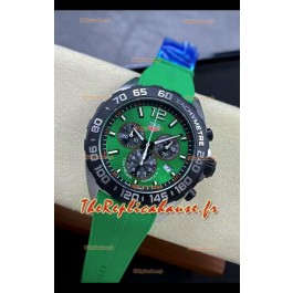 Tag Heuer F1 Edition Montre suisse à quartz avec cadran vert Boîtier en acier inoxydable Bracelet caoutchouc
