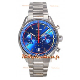 Tag Heuer Carrera Chronograph 42 Swiss Quartz Réplique Montre Cadran Bleu Bracelet Acier 