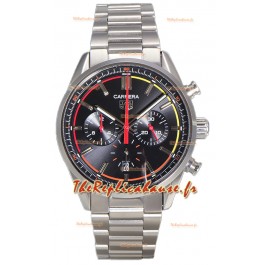 Tag Heuer Carrera Chronograph 42 Swiss Quartz Réplique Montre Cadran Noir Bracelet Acier 