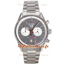 Tag Heuer Carrera Chronograph 43 Swiss Quartz Réplique Montre Cadran Gris Bracelet Acier