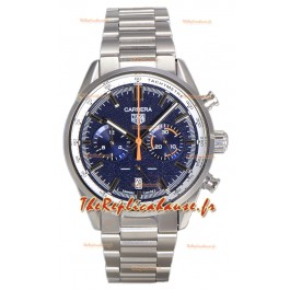 Tag Heuer Carrera Chronograph 43 Swiss Quartz Réplique Montre Cadran Bleu Bracelet Acier 
