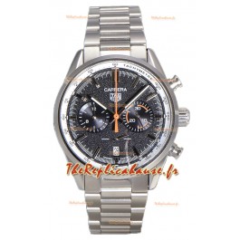 Tag Heuer Carrera Chronograph 43 Swiss Quartz Réplique Montre Cadran Gris Bracelet Acier 