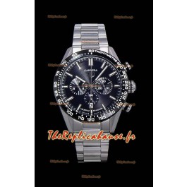 Montre Tag Heuer Carrera Swiss Mouvement à Quartz - Réplique de montre avec cadran noir - Bracelet en acier inoxydable