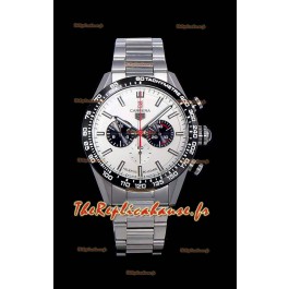 Montre Tag Heuer Carrera Swiss Mouvement à Quartz - Réplique de montre à cadran blanc - Bracelet en acier inoxydable
