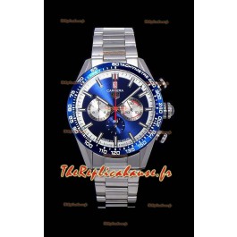 Montre Tag Heuer Carrera Swiss Mouvement à Quartz - Réplique de montre à cadran bleu - Bracelet en acier inoxydable