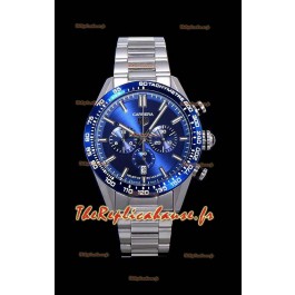 Montre Tag Heuer Carrera Swiss Mouvement à Quartz - Réplique de montre à cadran bleu - Bracelet en acier inoxydable