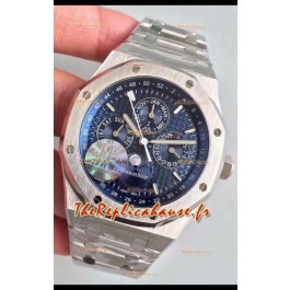 Montre Audemars Piguet Royal Oak Calendrier Perpétuel Réplique Suisse Montre Boîtier Acier avec Cadran Bleu 