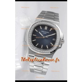 Réplique de la montre Suisse Patek Philippe Nautilus 5711 - Qualité miroir 1:1 avec lunette en diamants