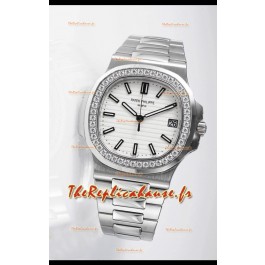 Réplique de la montre Suisse Patek Philippe Nautilus 5711 - Qualité miroir 1:1 avec lunette en diamants