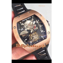 Montre Richard Mille RM001 Genuine Tourbillon Réplique Suisse Montre dans un boîtier en or rose