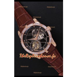 Montre suisse Roger Dubuis Excalibur Araignée Volante Tourbillon Squelette Boîtier Titane Miroir 1:1