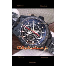 Montre Tag Heuer Carrera Heuer 01 Réplique Suisse en boîtier PVD - Cadran noir squelette