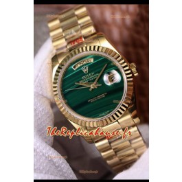 Montre Rolex Day Date 18238 Présidentielle 36MM en or jaune 18K - Cadran marbré vert malachite