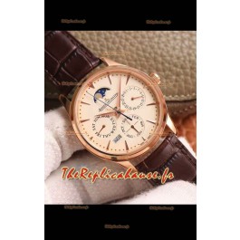 Montre Jaeger LeCoultre Master Ultra-Fine Calendrier Perpétuel Cadran jaune pâle Réplique Suisse 