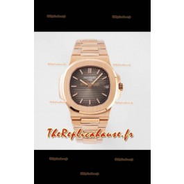 Montre Patek Philippe Nautilus 5711/1R-001 1:1 Réplique miroir en acier 904L, cadran brun et or rose