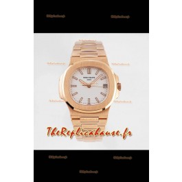 Montre Patek Philippe Nautilus 5711/1R-001 1:1 Réplique Miroir en Acier 904L Or Rose Cadran Blanc