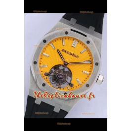 Montre Audemars Piguet Royal Oak Tourbillon 41mm Cadran jaune dans un boîtier en acier 904L Bracelet en caoutchouc