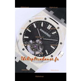 Montre Audemars Piguet Royal Oak Tourbillon 41mm Cadran noir dans un boîtier en acier 904L Bracelet en caoutchouc