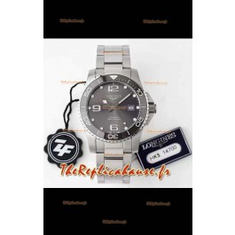 Montre Longines HydroConquest 1:1 Réplique Suisse avec cadran gris et bracelet en caoutchouc