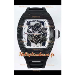 Montre Richard Mille RM055 Réplique de Montre 1:1 miroir à boîtier en carbone forgé avec bracelet noir 