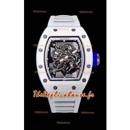 Montre Richard Mille RM055 Réplique Miroir 1:1 avec boîtier en céramique et bracelet blanc 