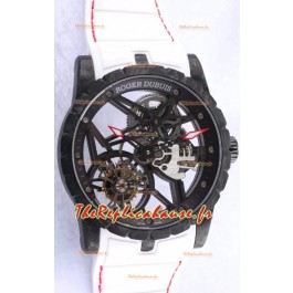 Montre suisse Roger Dubuis Excalibur Araignée Volante Tourbillon Squelette Boîtier Titane Miroir 1:1