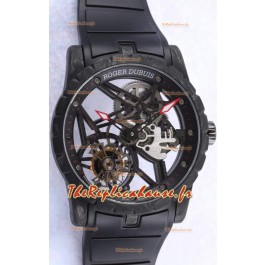 Montre suisse Roger Dubuis Excalibur Araignée Volante Tourbillon Squelette Boîtier Carbone 1:1 Miroir