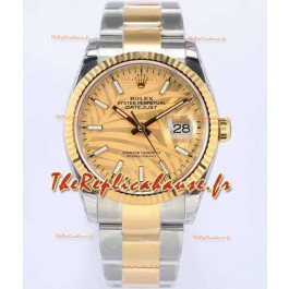 Montre Rolex Datejust Cadran motif palmier 36MM Mouvement Cal.3135 Réplique Suisse en boîtier 904L bicolore