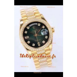 Montre Rolex Day Date 128238 Presidential en or jaune 18 carats 36MM - Cadran vert qualité miroir 1:1 