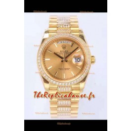 Montre Rolex Day Date Presidential en or jaune 18K 36MM - Cadran or 1:1 qualité miroir 