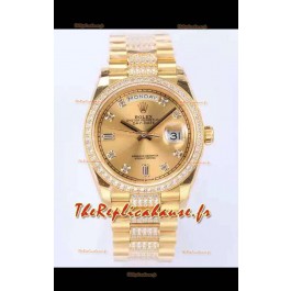 Montre Rolex Day Date Presidential en or jaune 18K 36MM - Cadran or 1:1 qualité miroir 