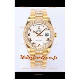 Montre Rolex Day Date Presidential en or jaune 18K 36MM - Cadran romain blanc qualité miroir 1:1 