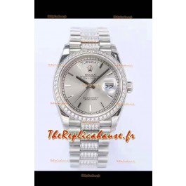 Montre Rolex Day Date Présidentielle 904L Acier 36MM - Cadran Acier 1:1 Qualité Miroir 