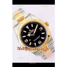Montre Rolex Explorer I Cadran noir - Or jaune sur acier en 3235 Mouvement automatique suisse
