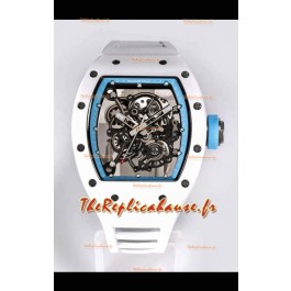 Réplique Montre Richard Mille RM055 Boîtier Céramique Blanc Miroir 1:1 avec Bracelet Blanc