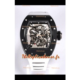 Réplique de Montre Richard Mille RM055 Boîtier en Céramique Noire Miroir 1:1 - Bracelet Blanc